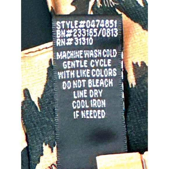 AB Studio Sheer Chevron Blouse Black Beige Long Sleeve Lightweight Bohemian Chic - Picture 10 of 13